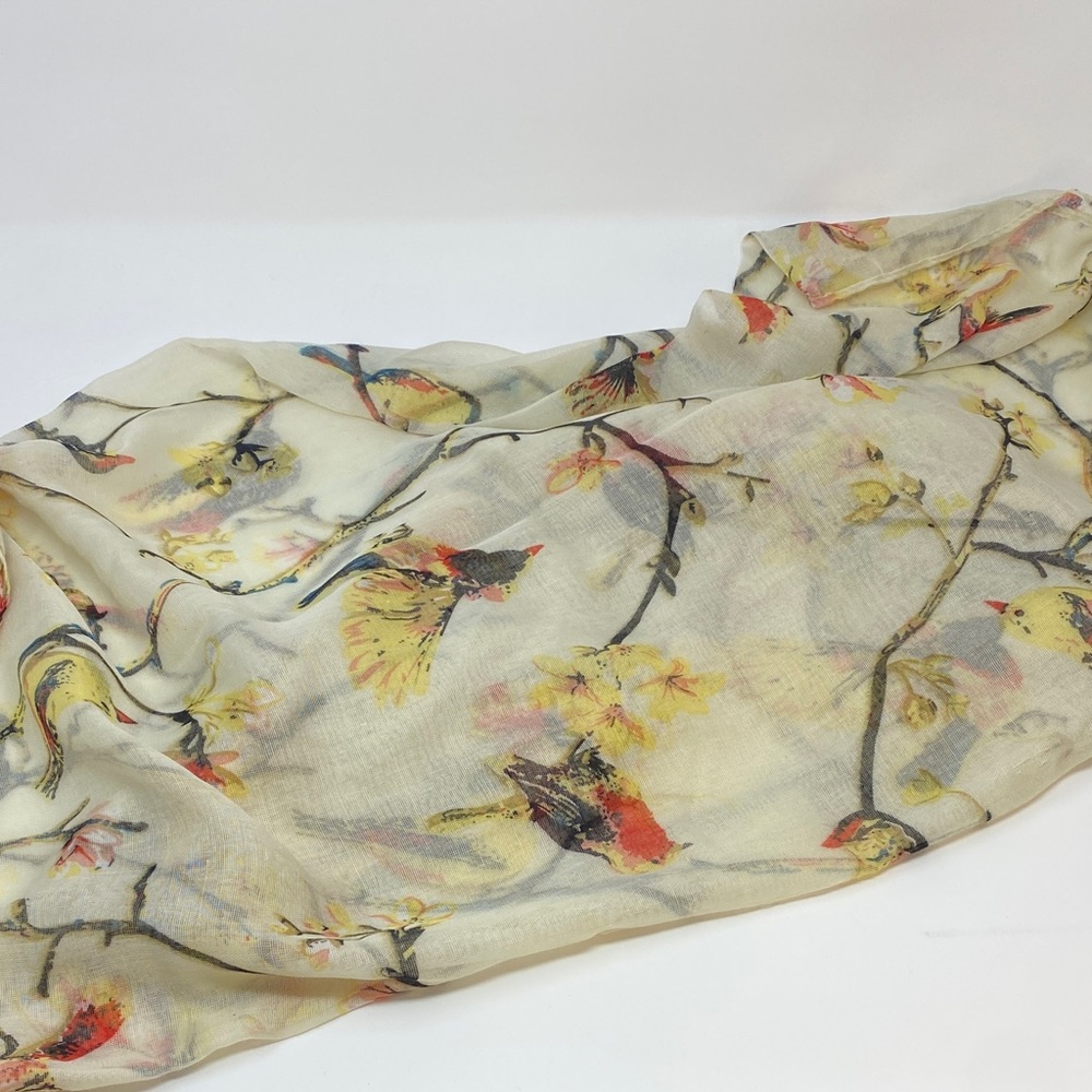 Floral Bird Print Scarf